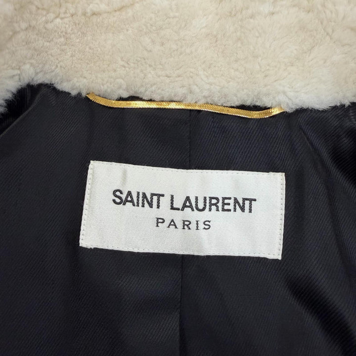 Excellent SAINT LAURENT PARIS Mouton coat shearling coat Ivory Women 34 572852