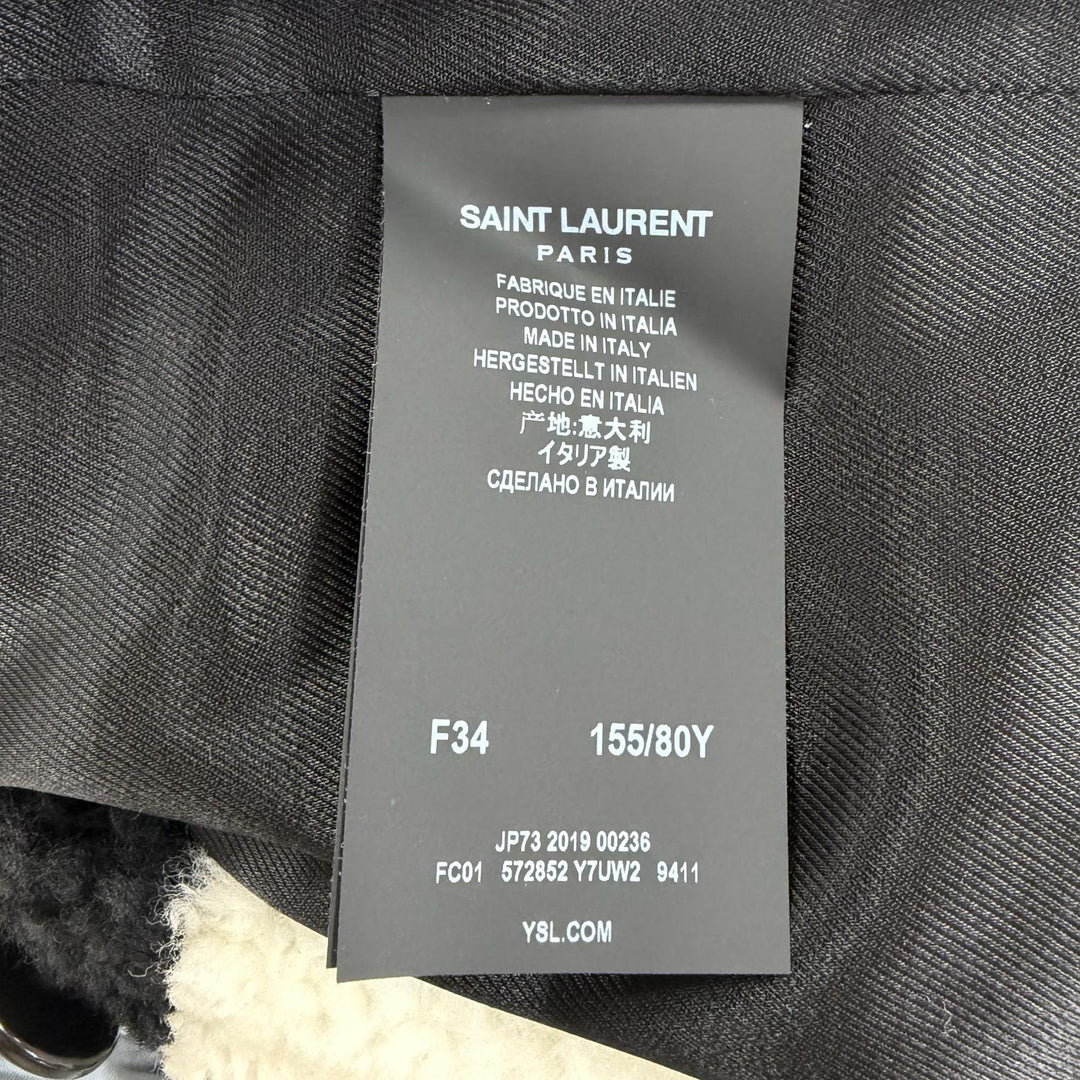Excellent SAINT LAURENT PARIS Mouton coat shearling coat Ivory Women 34 572852