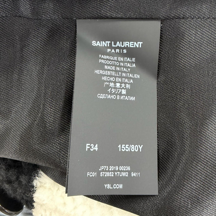 Excellent SAINT LAURENT PARIS Mouton coat shearling coat Ivory Women 34 572852