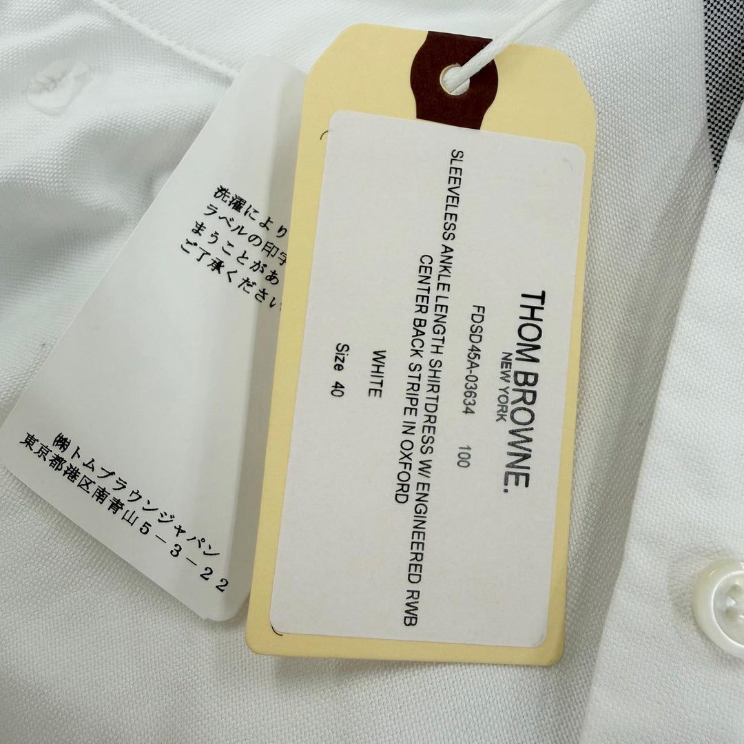 Excellent THOM BROWNE one piece Sleeveless shirt white cotton Women 40 FDSD45A