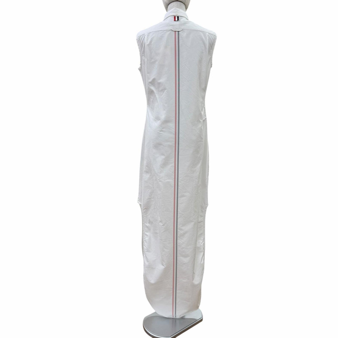 Excellent THOM BROWNE one piece Sleeveless shirt white cotton Women 40 FDSD45A