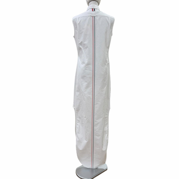 Excellent THOM BROWNE one piece Sleeveless shirt white cotton Women 40 FDSD45A