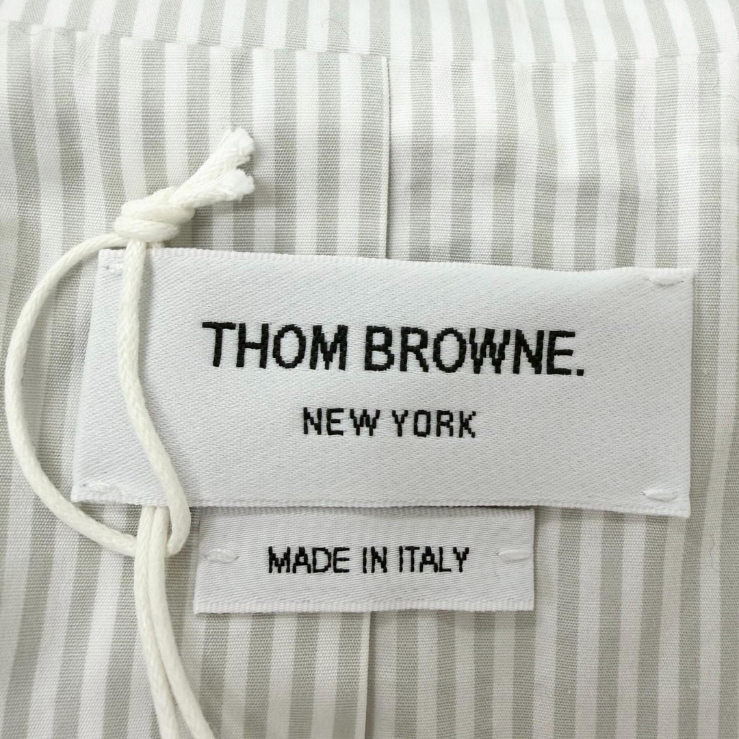 Pristine THOM BROWNE coat Striped Pattern Belted Gown gray cotton mens