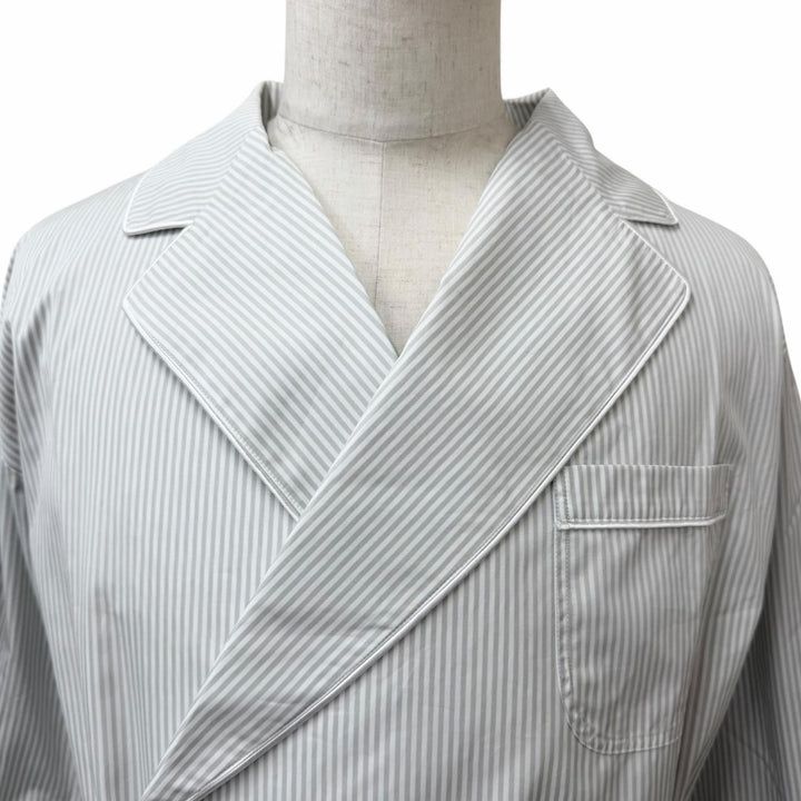Pristine THOM BROWNE coat Striped Pattern Belted Gown gray cotton mens