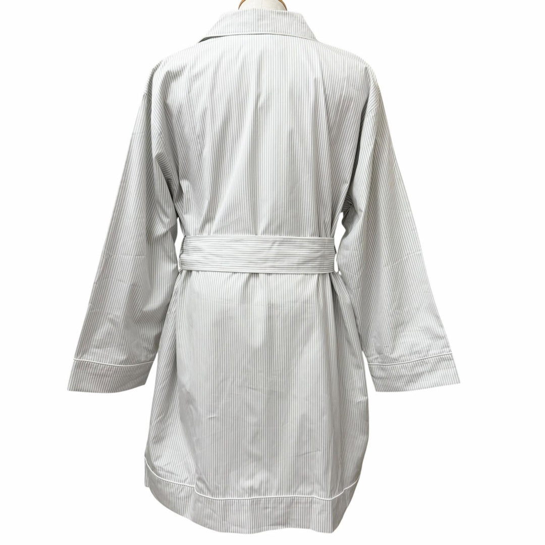 Pristine THOM BROWNE coat Striped Pattern Belted Gown gray cotton mens