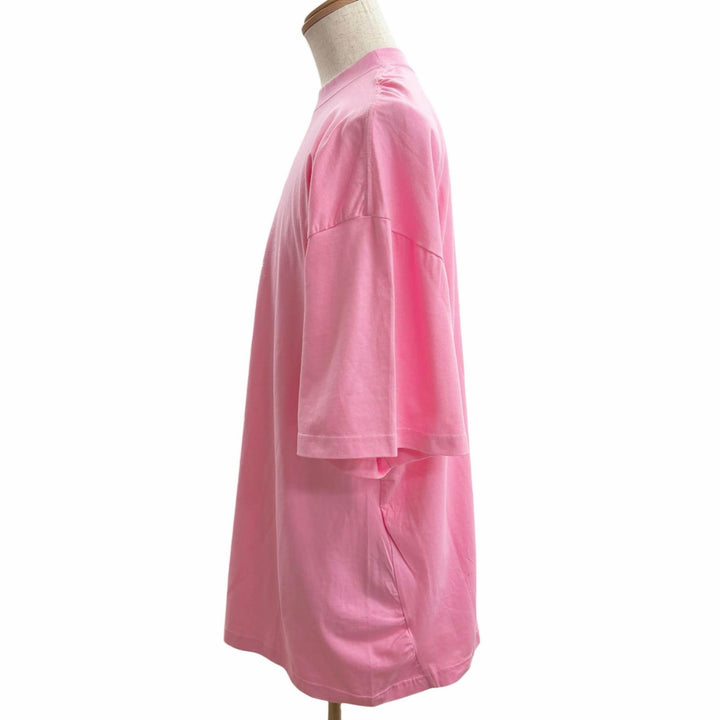 Pristine BALENCIAGA Short sleeve T-shirt Rhinestone Gathered Oversized pink