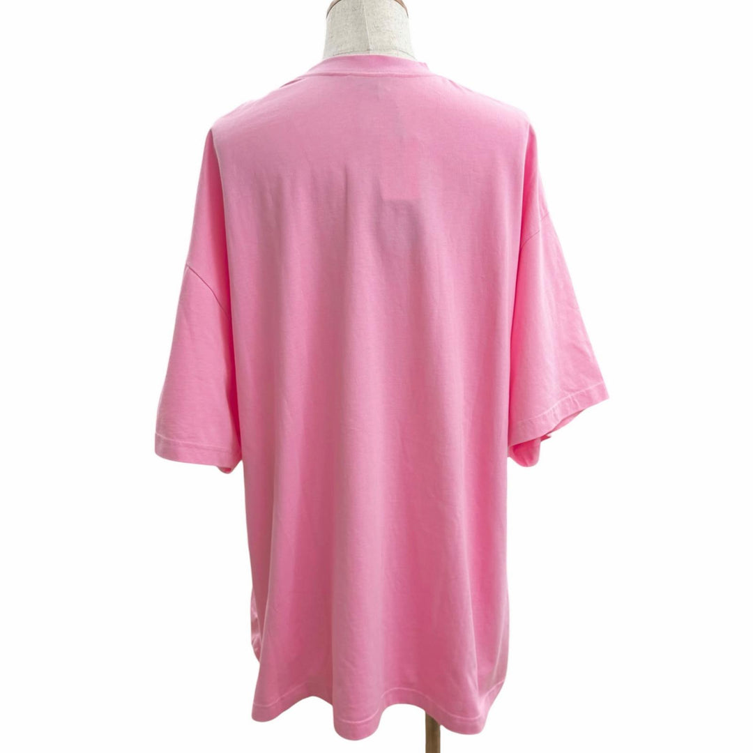 Pristine BALENCIAGA Short sleeve T-shirt Rhinestone Gathered Oversized pink