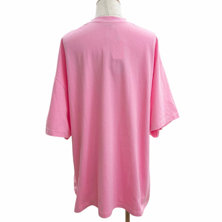 Pristine BALENCIAGA Short sleeve T-shirt Rhinestone Gathered Oversized pink