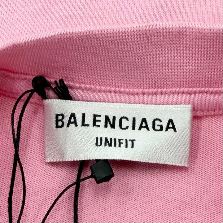 Pristine BALENCIAGA Short sleeve T-shirt Rhinestone Gathered Oversized pink