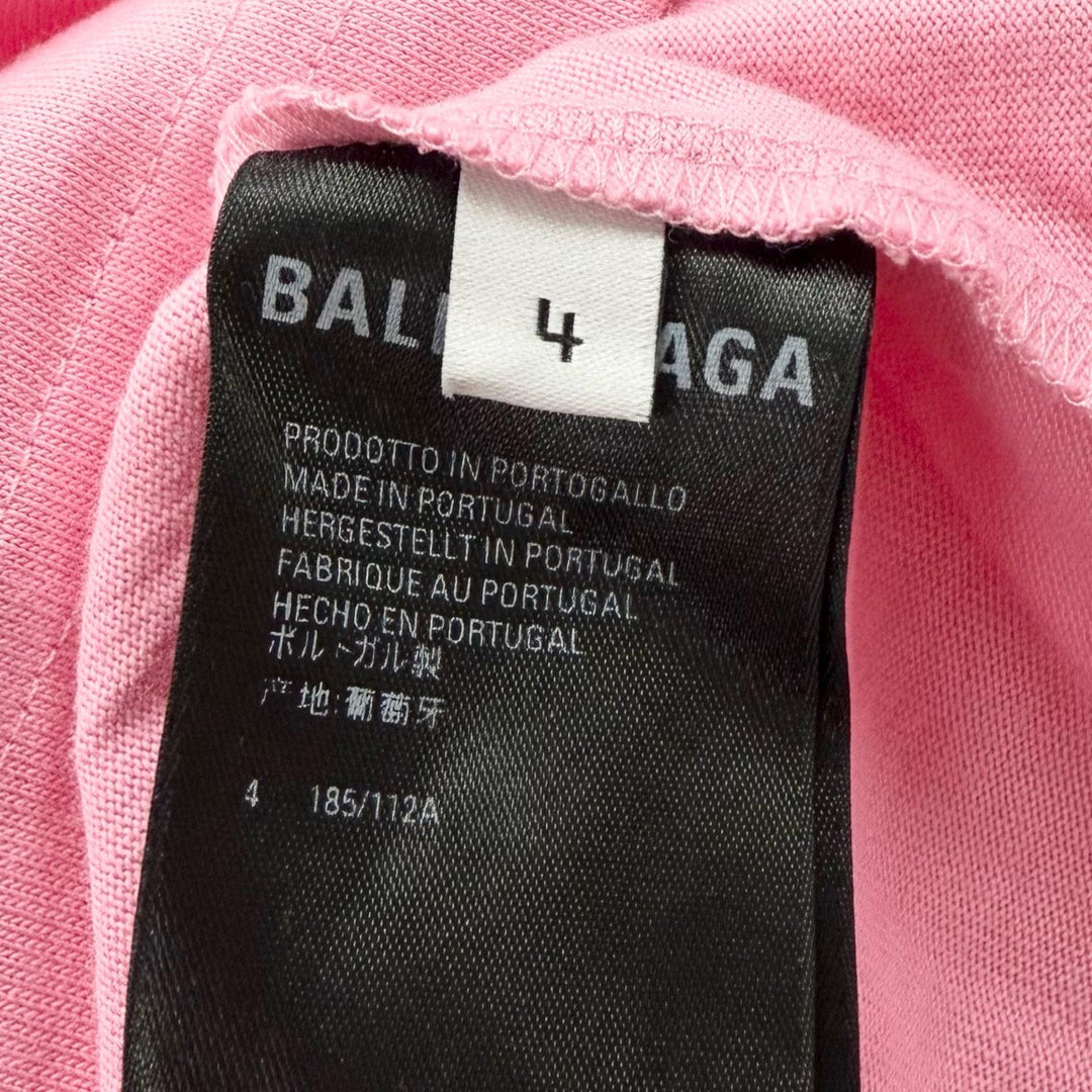 Pristine BALENCIAGA Short sleeve T-shirt Rhinestone Gathered Oversized pink