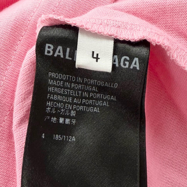 Pristine BALENCIAGA Short sleeve T-shirt Rhinestone Gathered Oversized pink