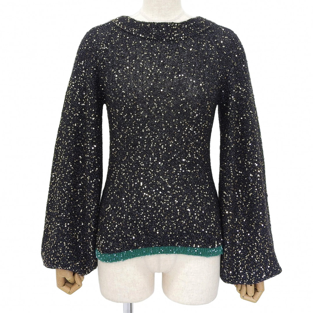 Pristine LOEWE sweater Mohair wool blend sequin knit black Women XS S540Y14K90