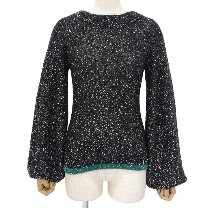 Pristine LOEWE sweater Mohair wool blend sequin knit black Women XS S540Y14K90
