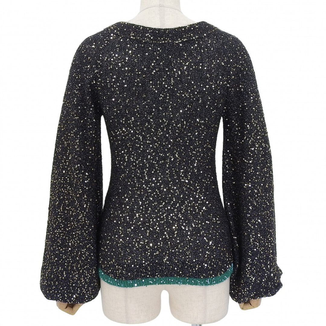 Pristine LOEWE sweater Mohair wool blend sequin knit black Women XS S540Y14K90