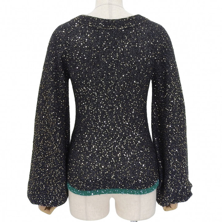 Pristine LOEWE sweater Mohair wool blend sequin knit black Women XS S540Y14K90