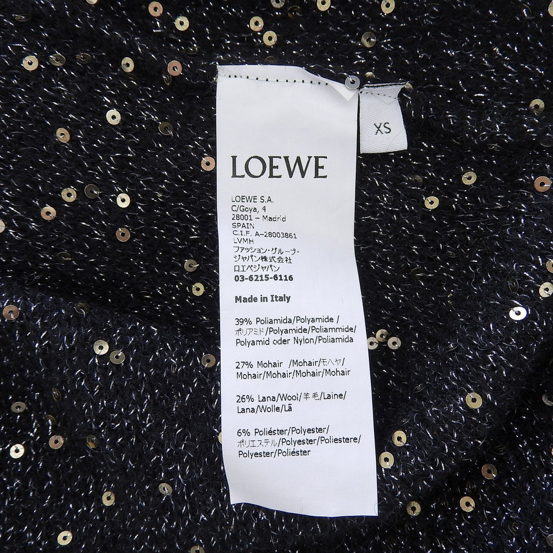 Pristine LOEWE sweater Mohair wool blend sequin knit black Women XS S540Y14K90