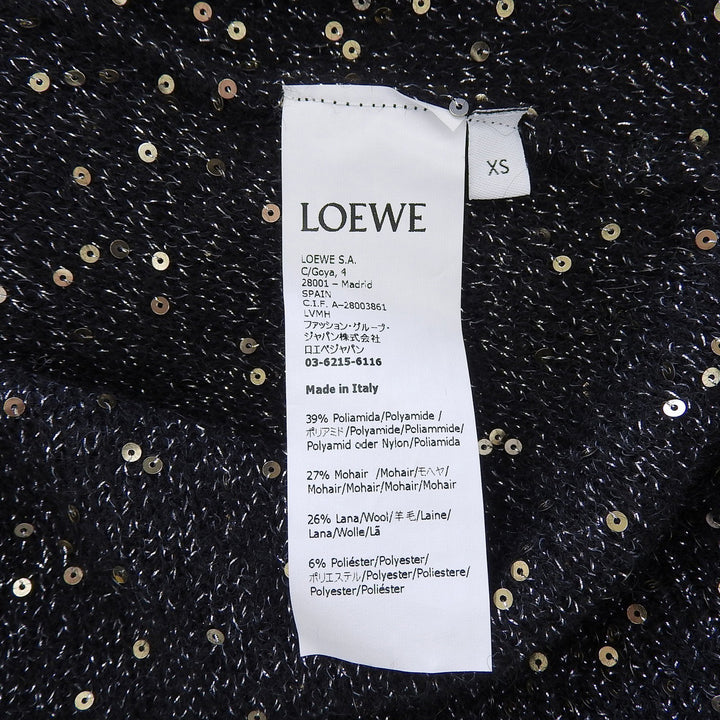 Pristine LOEWE sweater Mohair wool blend sequin knit black Women XS S540Y14K90