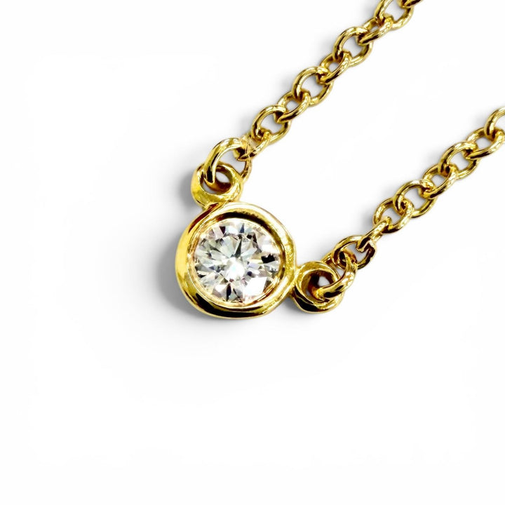 Great TIFFANY&Co. Necklace By the Yard 1P Diamond Necklace 750 YG