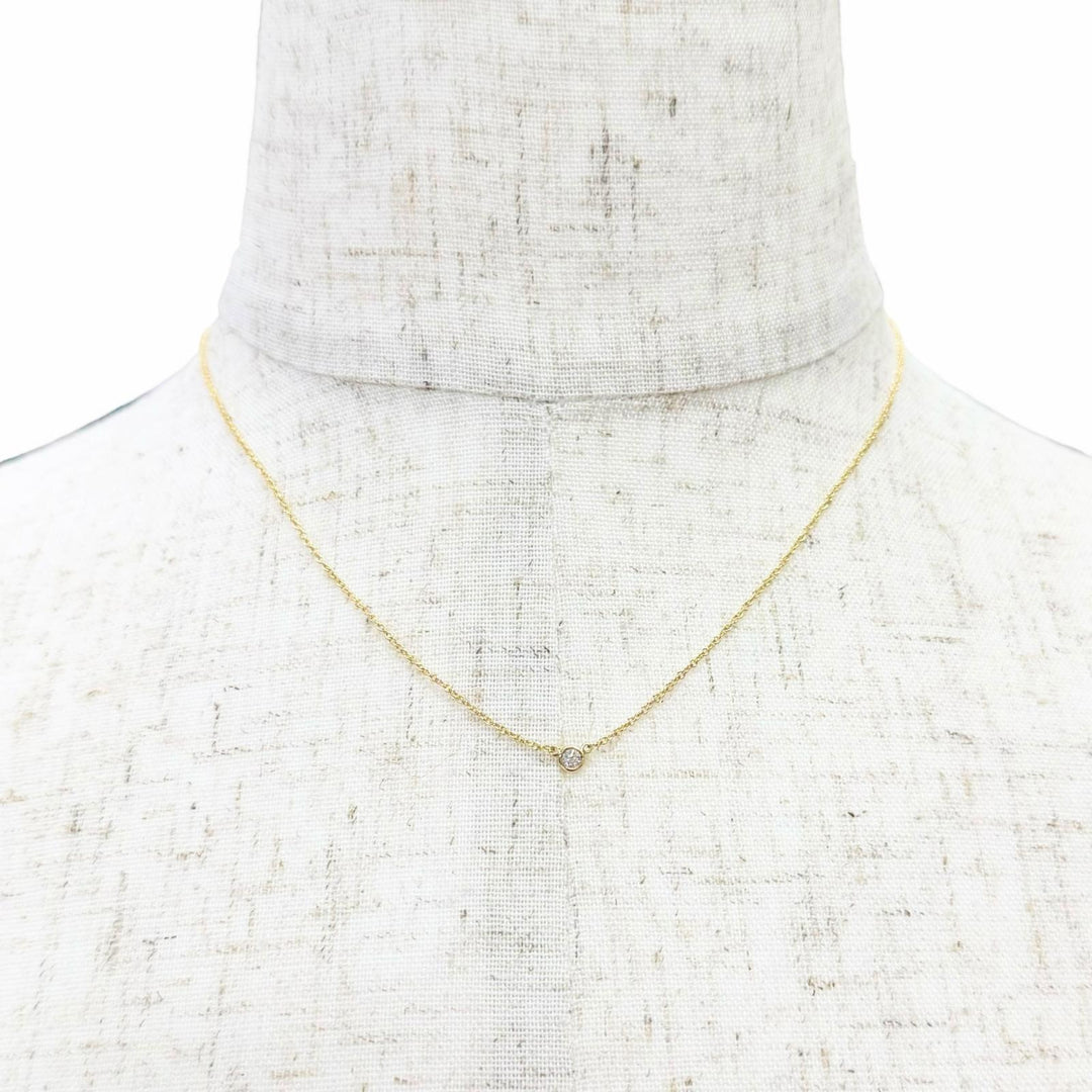 Great TIFFANY&Co. Necklace By the Yard 1P Diamond Necklace 750 YG