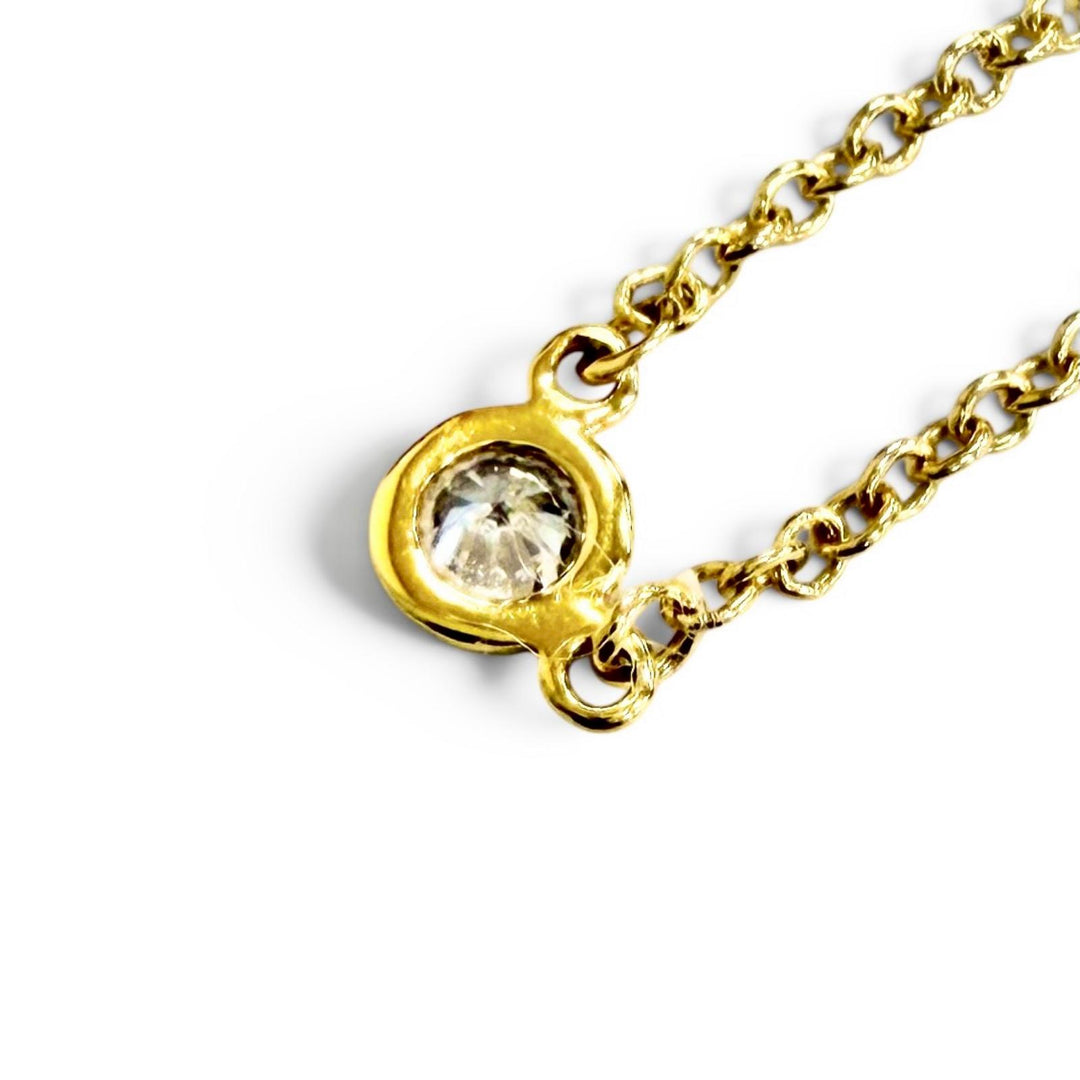 Great TIFFANY&Co. Necklace By the Yard 1P Diamond Necklace 750 YG
