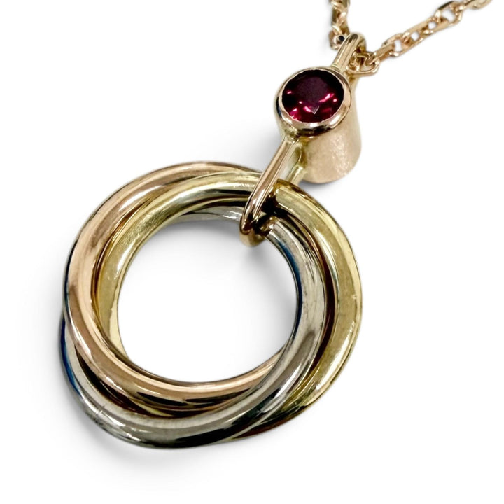 Great Cartier Necklace Baby Trinity 1P Ruby (YGxPGxWG) Yellow Gold AU750 Women