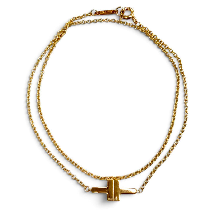 Excellent TIFFANY&Co. T TWO Double Chain Bracelet Pink gold 750(PG) Women