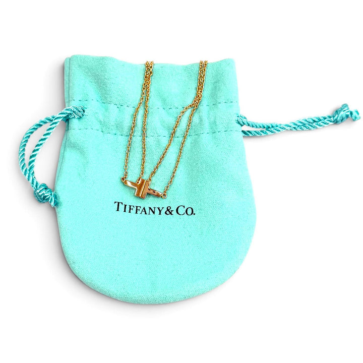 Excellent TIFFANY&Co. T TWO Double Chain Bracelet Pink gold 750(PG) Women