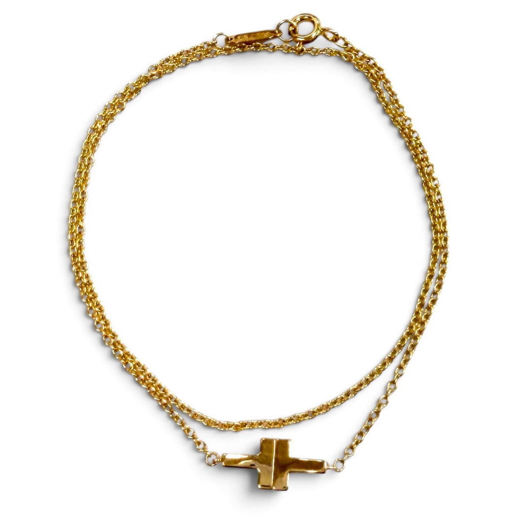 Excellent TIFFANY&Co. T TWO Double Chain Bracelet Pink gold 750(PG) Women