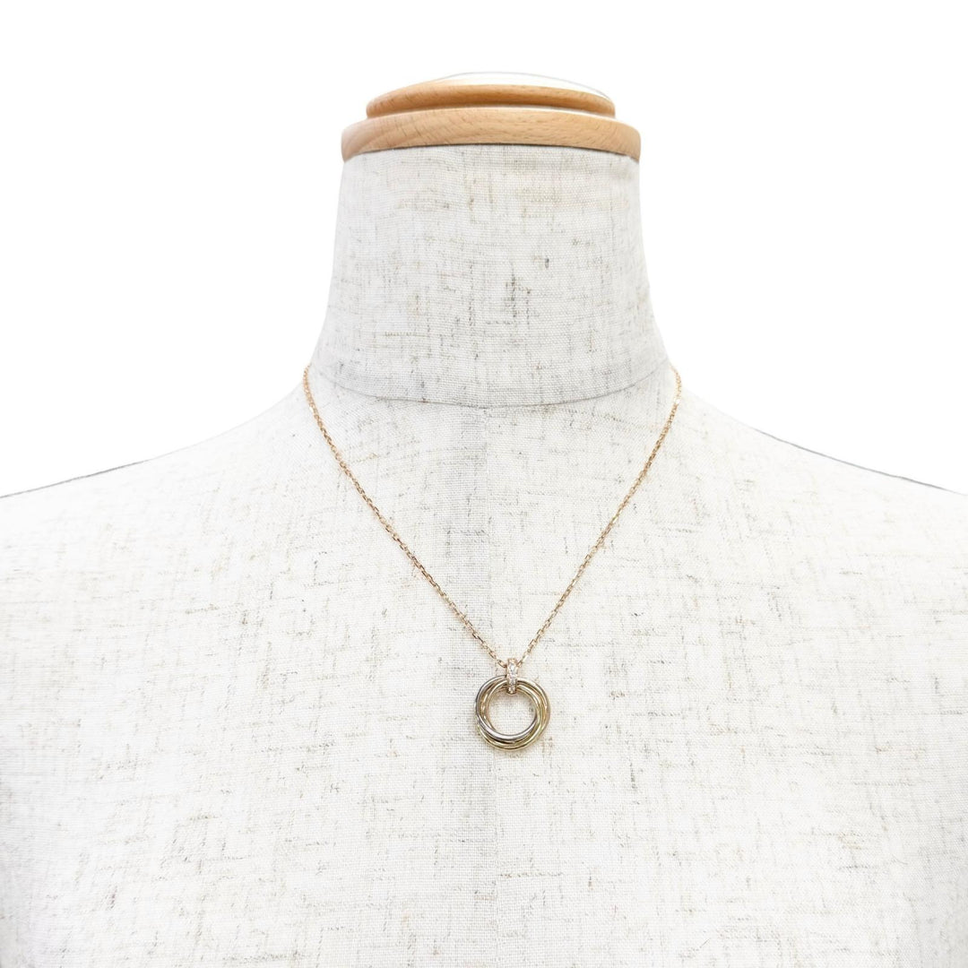 Excellent Cartier Trinity Diamond 5P Necklace, Medium, 750 YG PG WG WR0551
