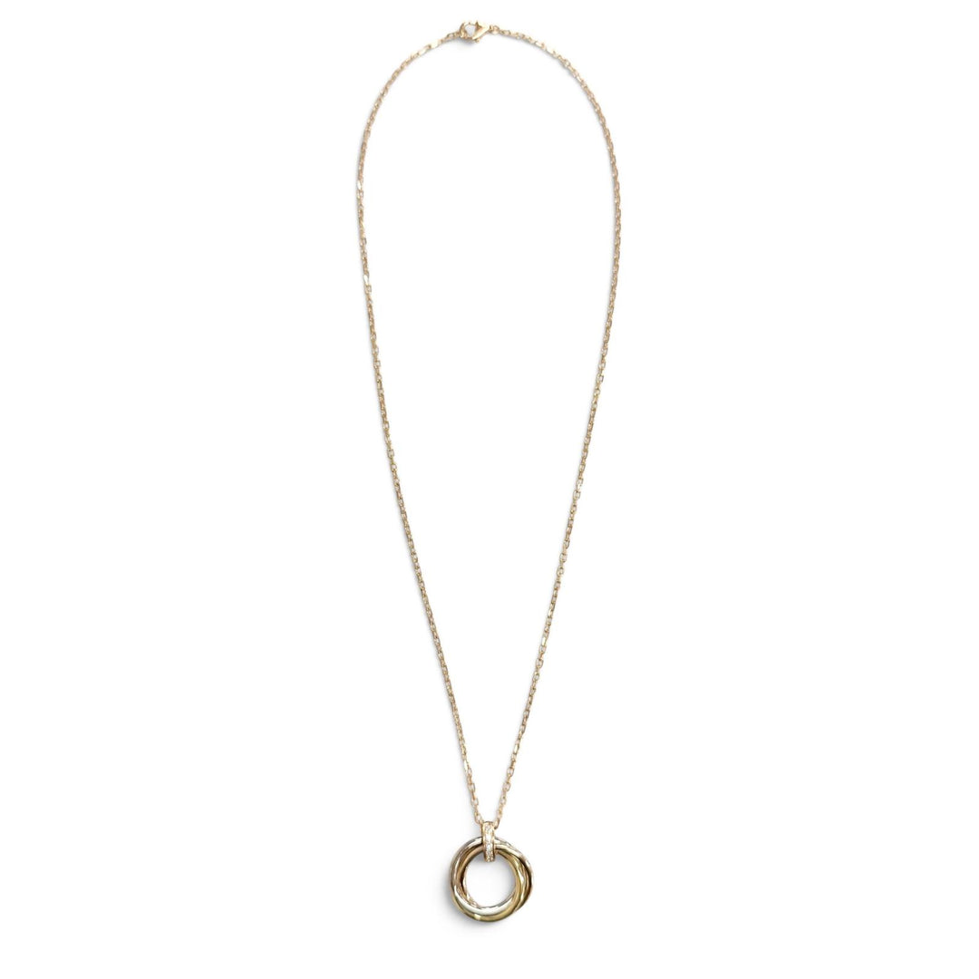 Excellent Cartier Trinity Diamond 5P Necklace, Medium, 750 YG PG WG WR0551