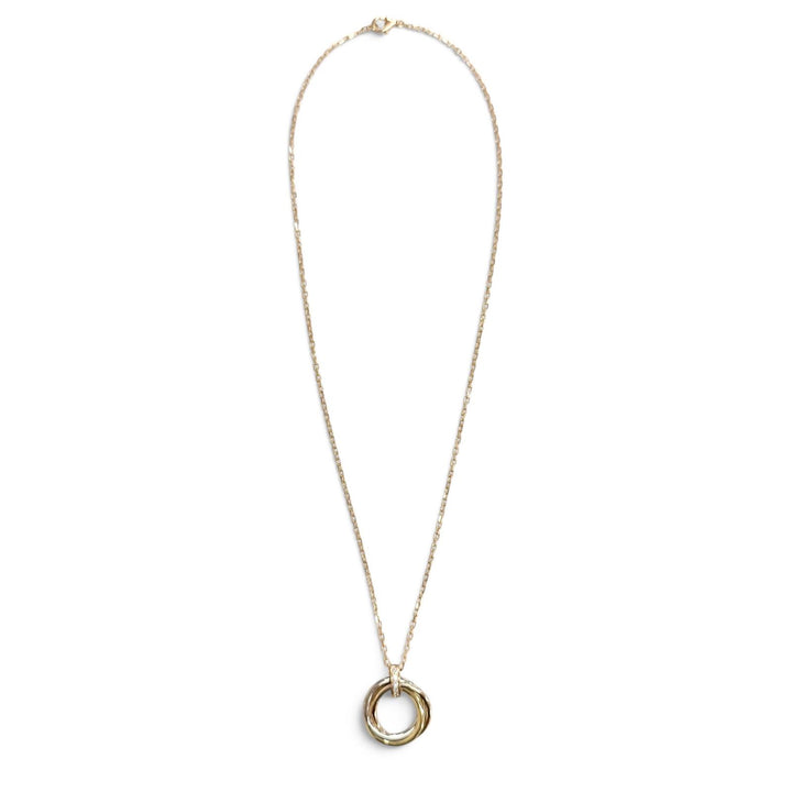 Excellent Cartier Trinity Diamond 5P Necklace, Medium, 750 YG PG WG WR0551