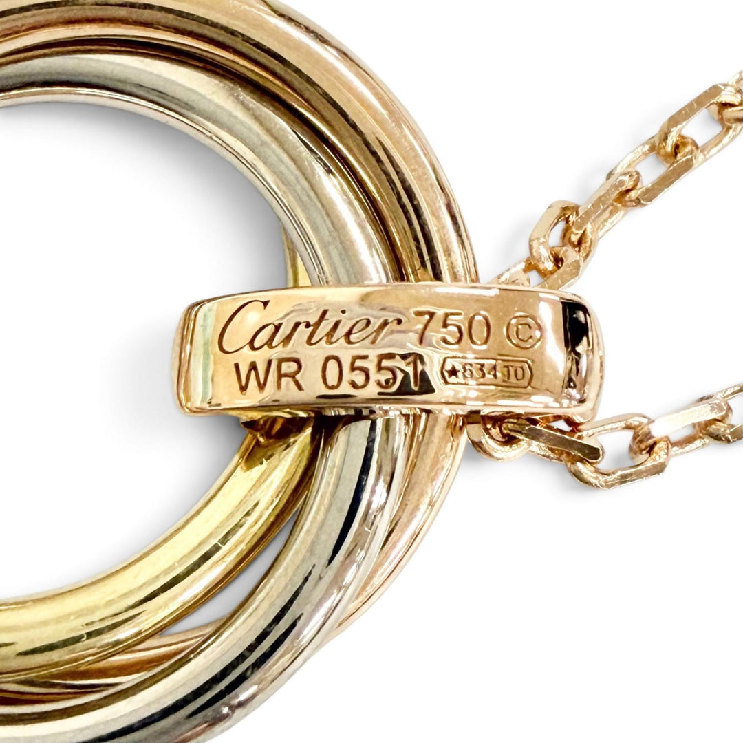 Excellent Cartier Trinity Diamond 5P Necklace, Medium, 750 YG PG WG WR0551