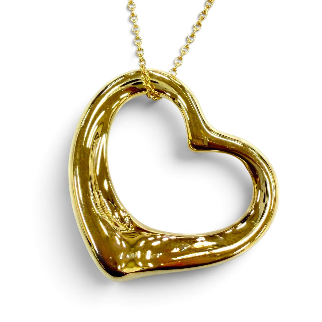 Excellent TIFFANY&Co. Necklace Open Heart Pendant Yellow Gold 750 Women