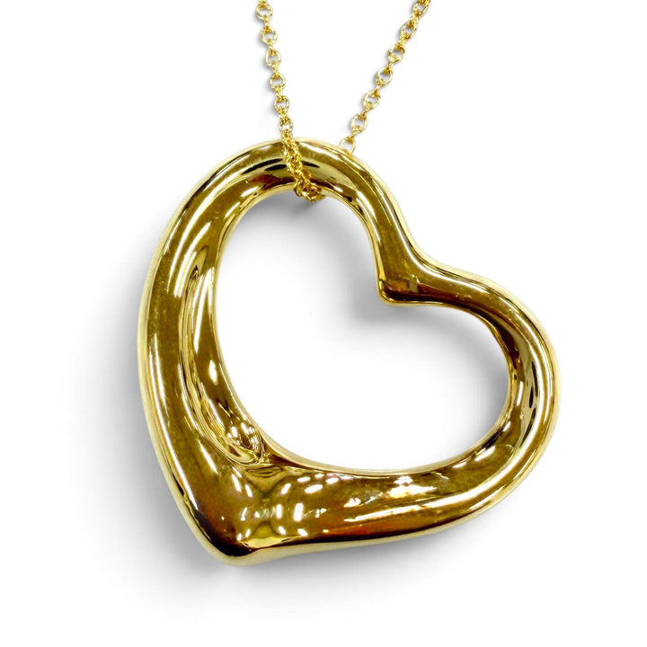 Excellent TIFFANY&Co. Necklace Open Heart Pendant Yellow Gold 750 Women