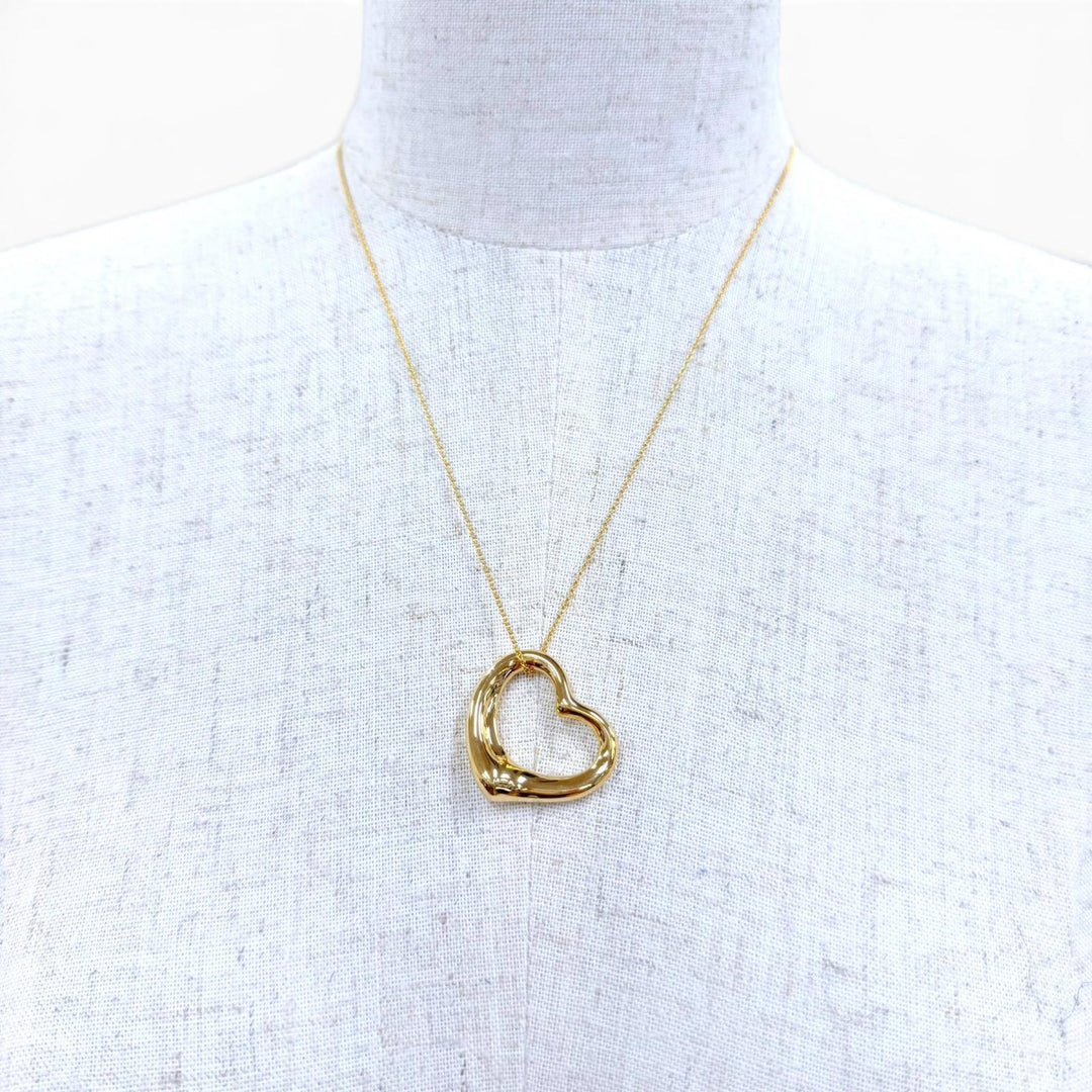 Excellent TIFFANY&Co. Necklace Open Heart Pendant Yellow Gold 750 Women