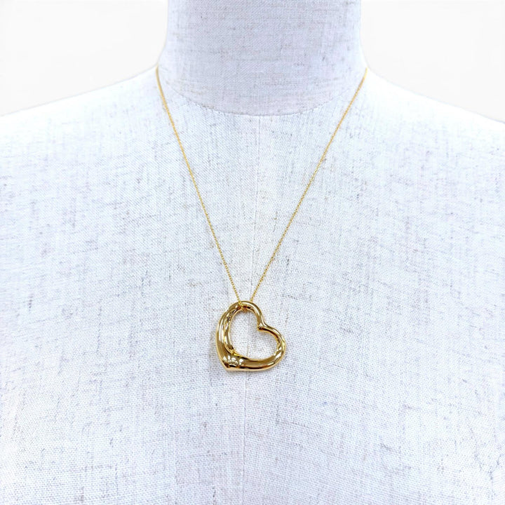 Excellent TIFFANY&Co. Necklace Open Heart Pendant Yellow Gold 750 Women