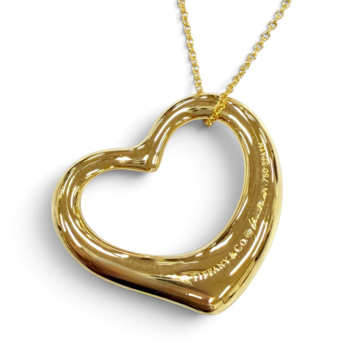 Excellent TIFFANY&Co. Necklace Open Heart Pendant Yellow Gold 750 Women