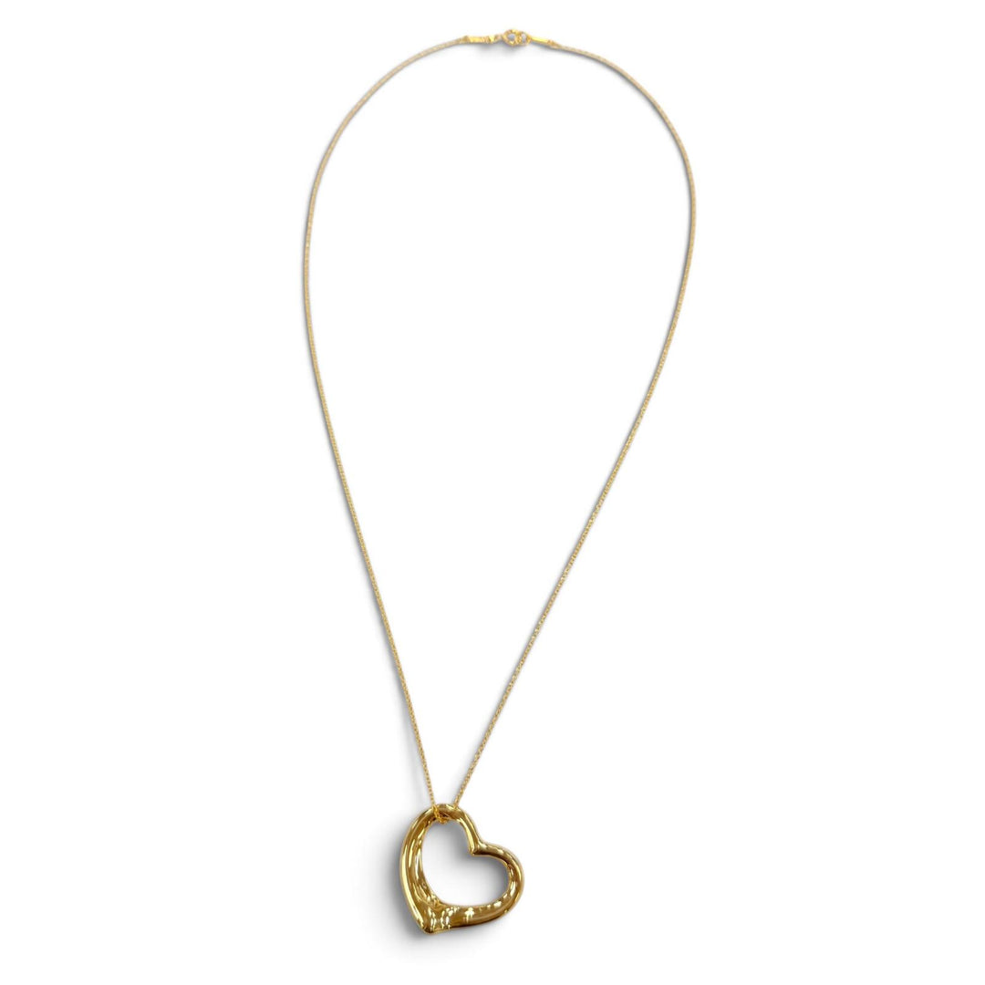 Excellent TIFFANY&Co. Necklace Open Heart Pendant Yellow Gold 750 Women