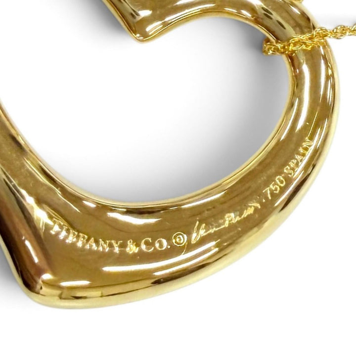 Excellent TIFFANY&Co. Necklace Open Heart Pendant Yellow Gold 750 Women