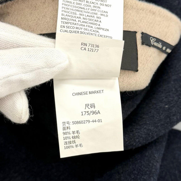 Excellent WEEKEND MaxMara coat Reversible plain wool Navy wool Women 44 50860279