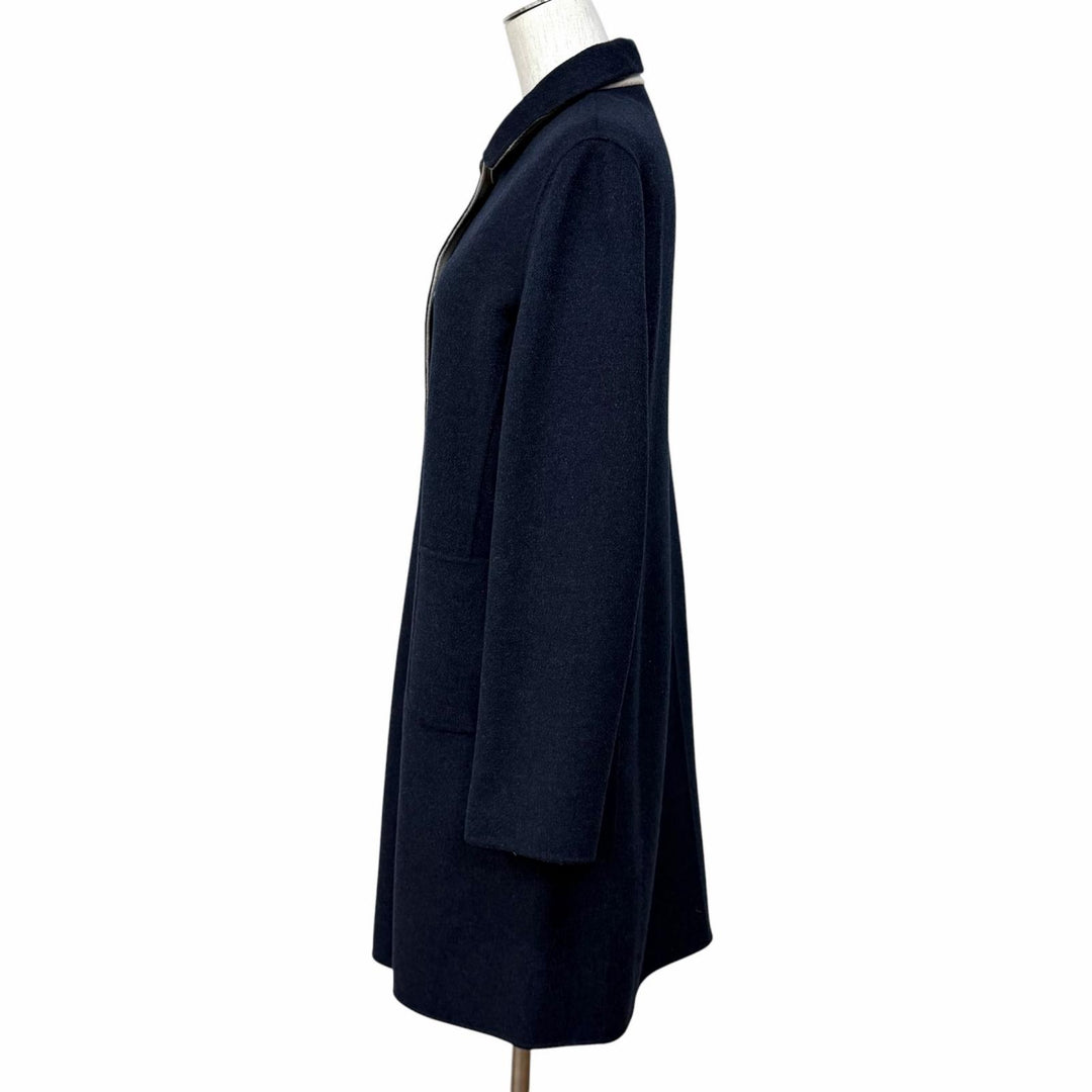 Excellent WEEKEND MaxMara coat Reversible plain wool Navy wool Women 44 50860279