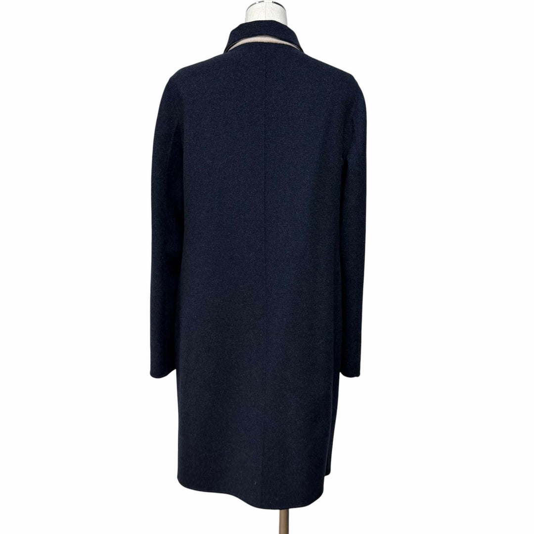 Excellent WEEKEND MaxMara coat Reversible plain wool Navy wool Women 44 50860279