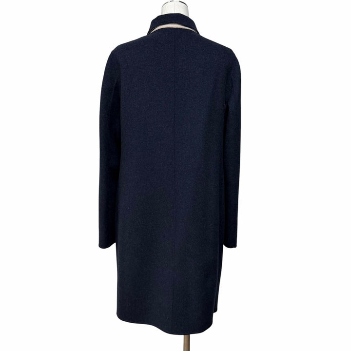 Excellent WEEKEND MaxMara coat Reversible plain wool Navy wool Women 44 50860279