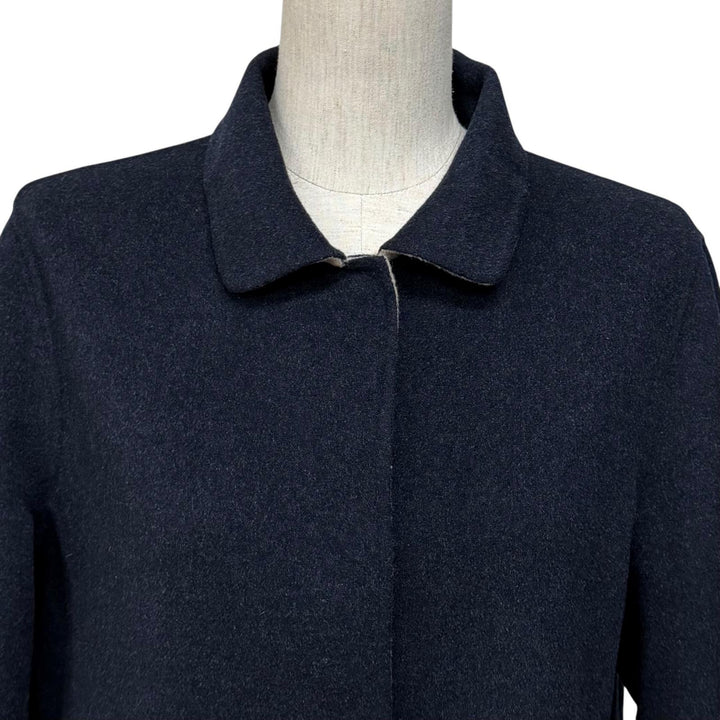 Excellent WEEKEND MaxMara coat Reversible plain wool Navy wool Women 44 50860279