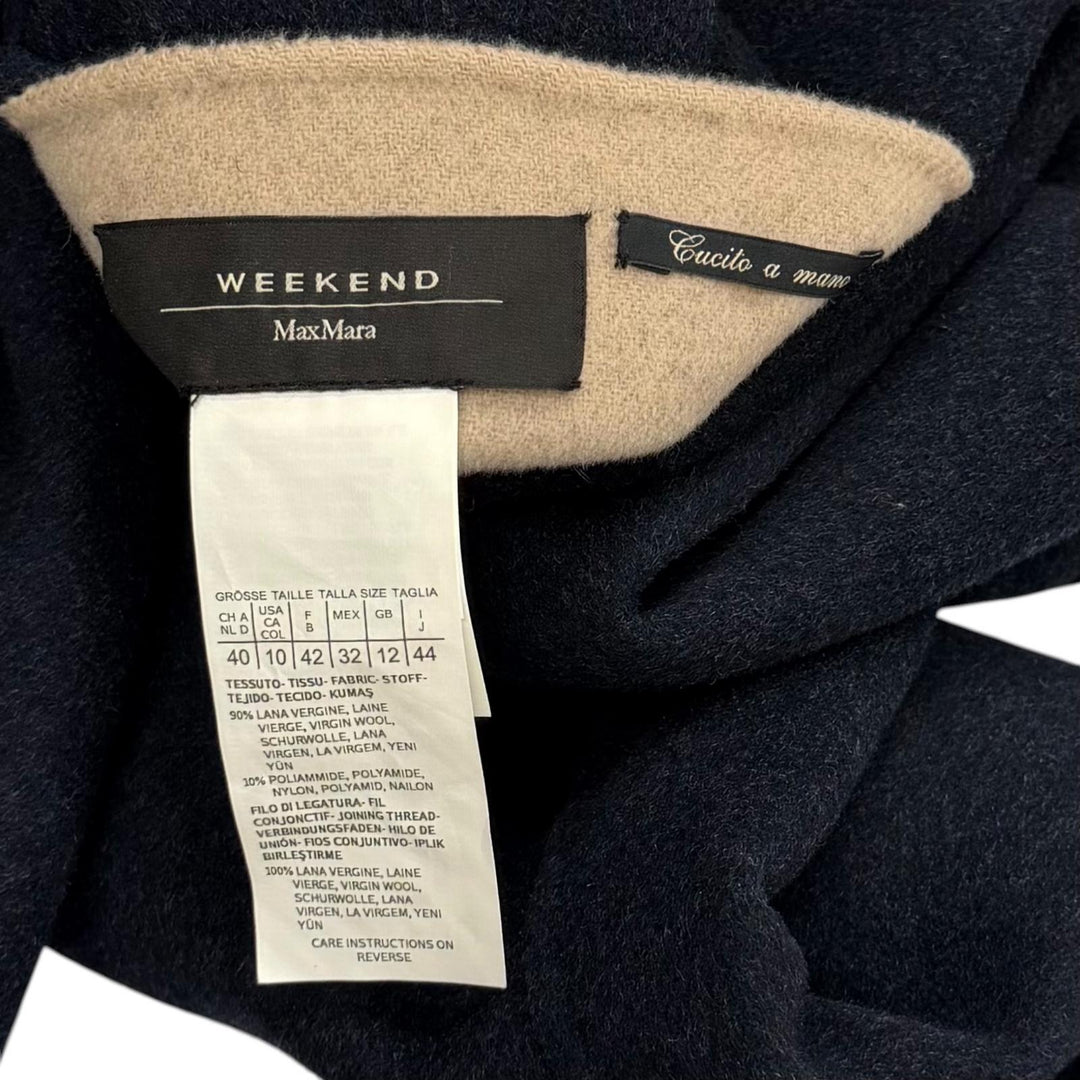 Excellent WEEKEND MaxMara coat Reversible plain wool Navy wool Women 44 50860279
