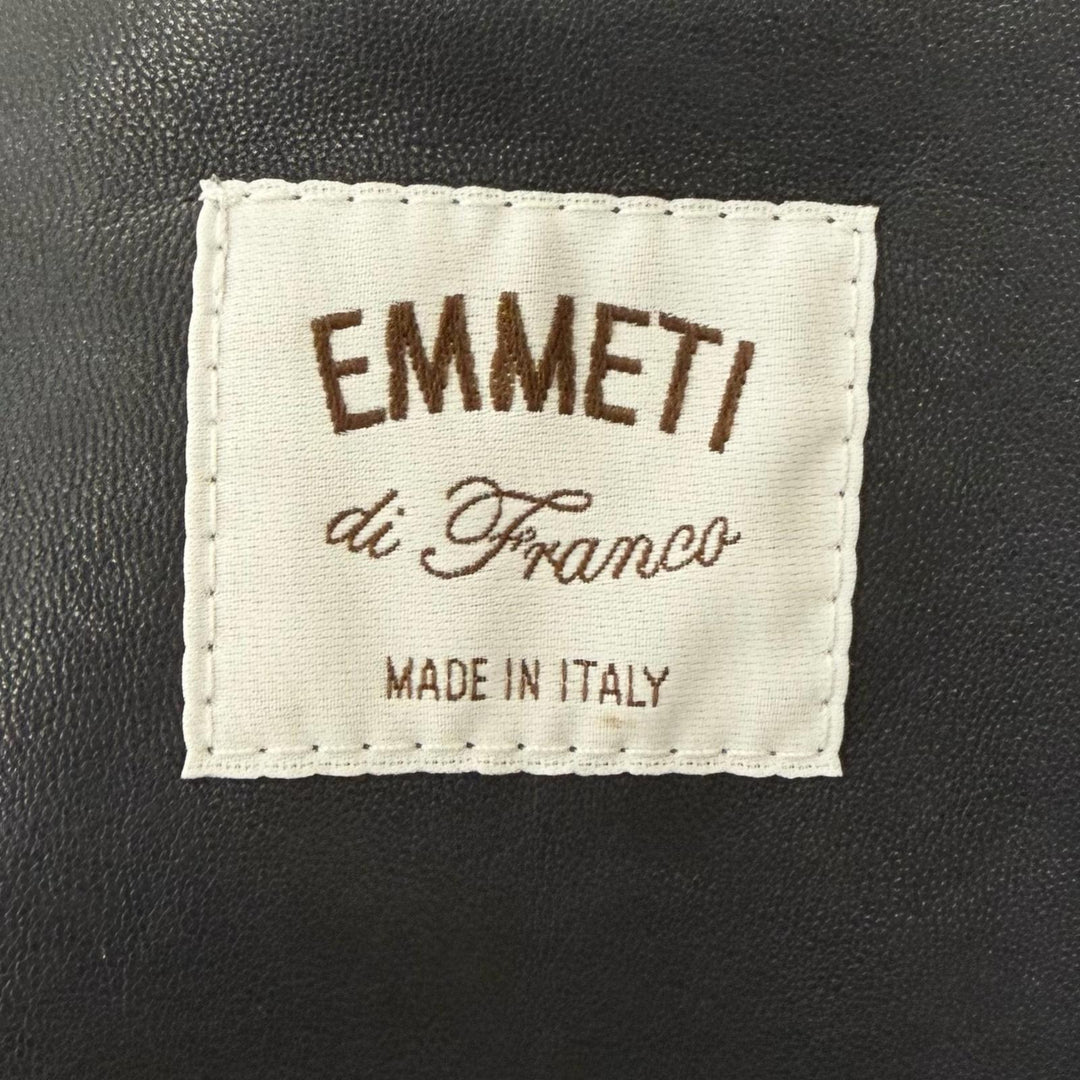 Great EMMETI leather jacket SAMUELE Stand collar Dark navy Lamb