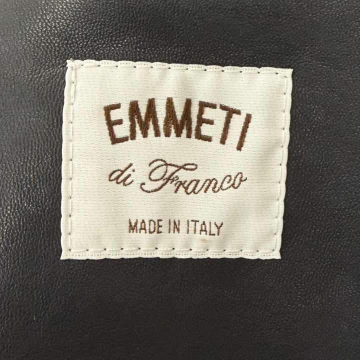 Great EMMETI leather jacket SAMUELE Stand collar Dark navy Lamb