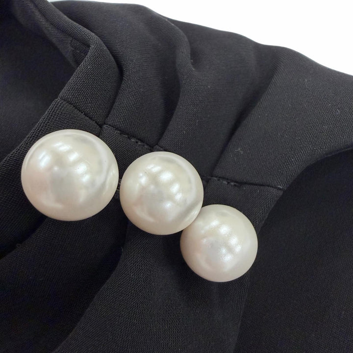 Excellent YOKO CHAN one piece Sleeveless with fake pearls black 36 YCD-218-392