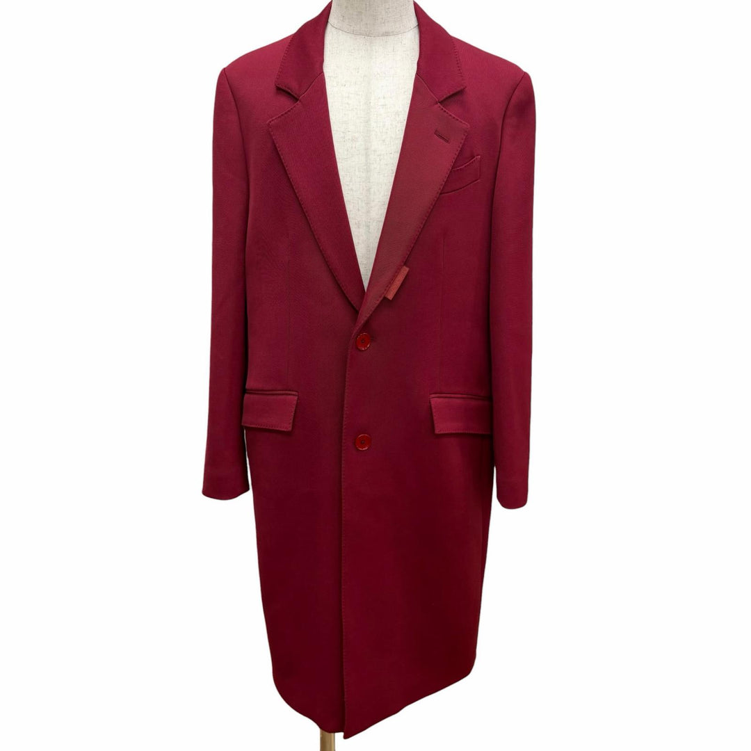 Excellent ETRO Chester coat Jungle print lining Bordeaux wool mens 50