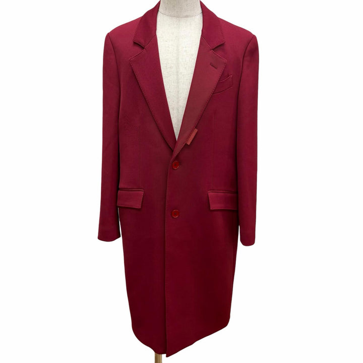 Excellent ETRO Chester coat Jungle print lining Bordeaux wool mens 50